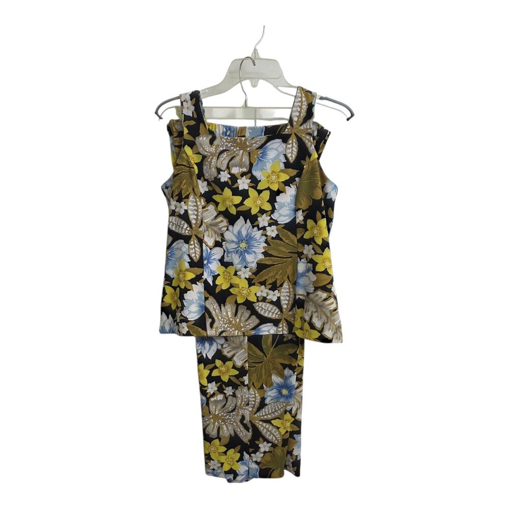 Courtenay Stretch Women's Sz 6 Top & Panrs Set Flower Print 2 Pieces